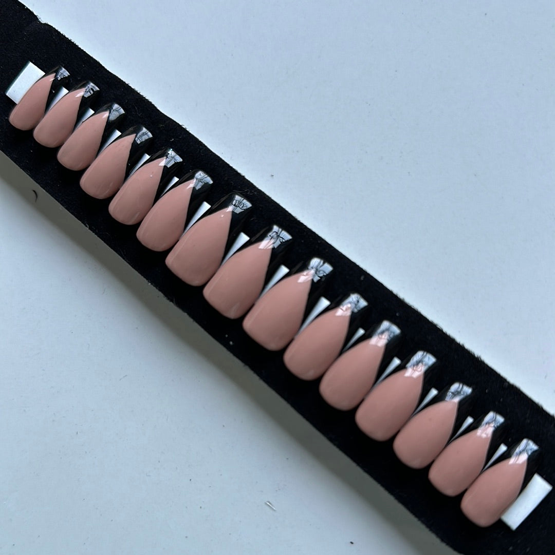 Black V Tips with Nude Base