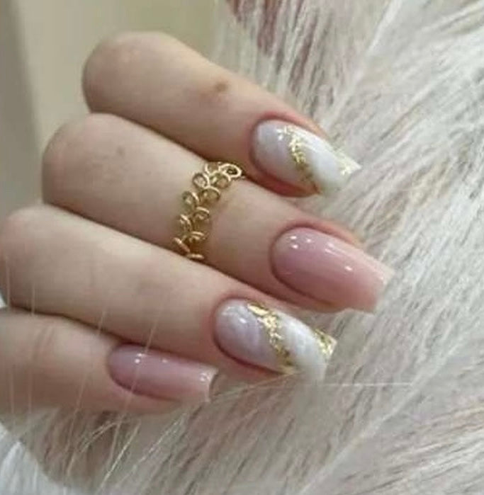 Nude pink and Gold Marble