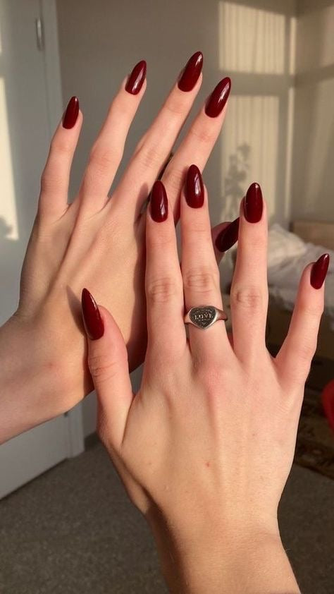 Wine Red Plain nails