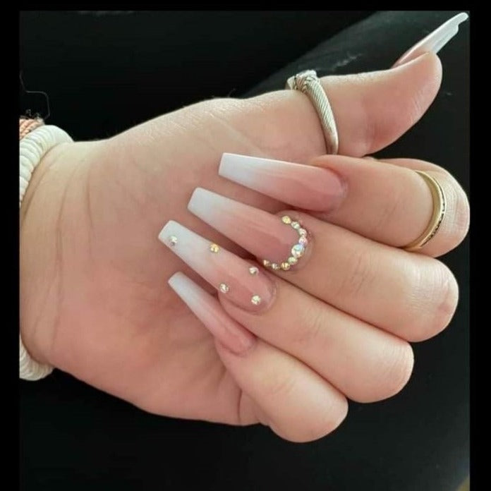 Ombré Nude Rhinestones Nails