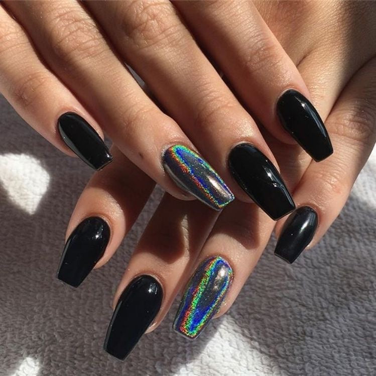 Black Nails with Holo
