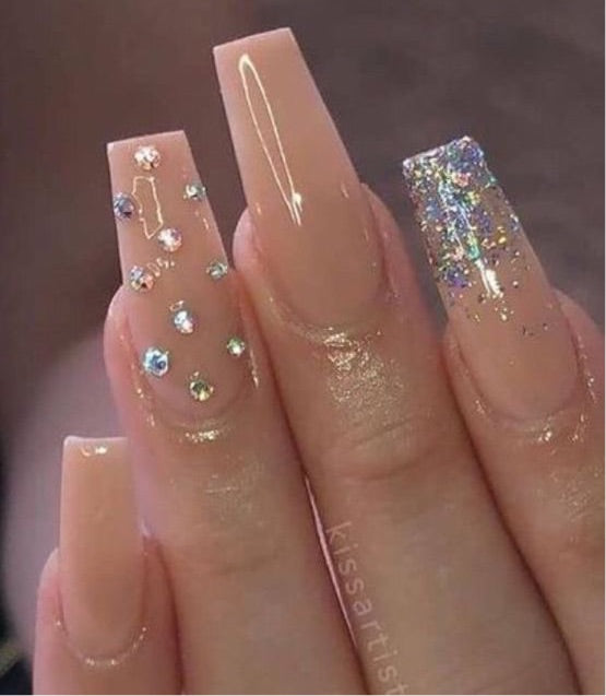 Nude Glittery Nails