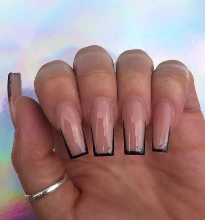 French Black Squared Nails