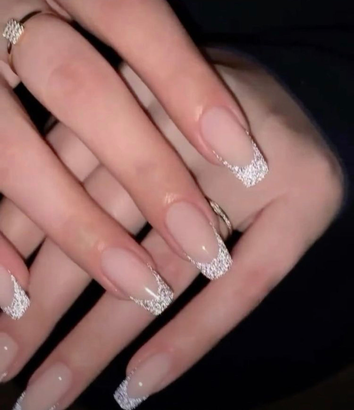Silver Reflective French Nails