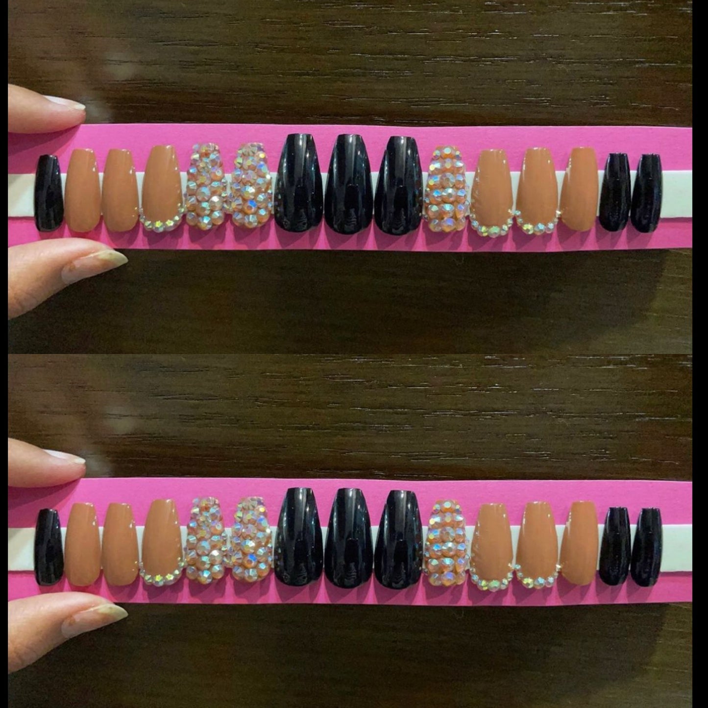 Black Gold Rhinestones Nails