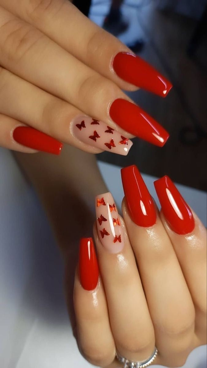 Red Butterfly Nails