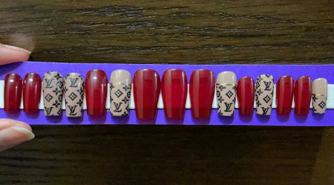 Lv Nails with Maroon
