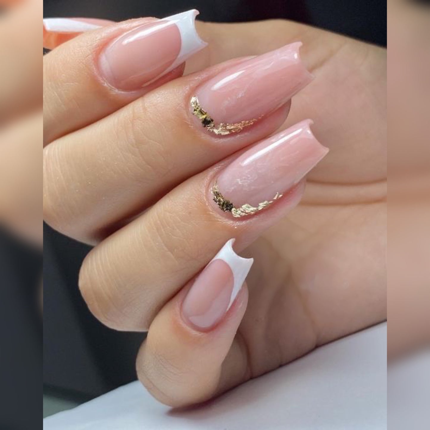 French with Gold Foil Nails