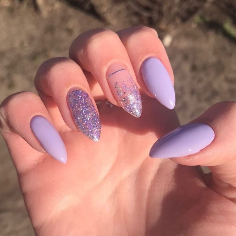 Lilac Glittery Nails