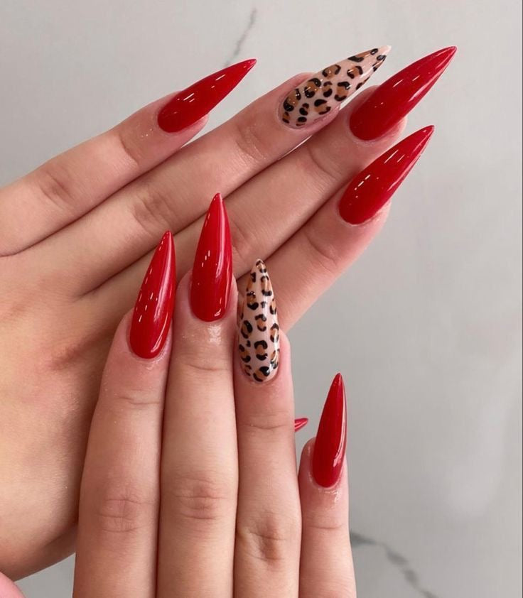 Red Cheetah Nails