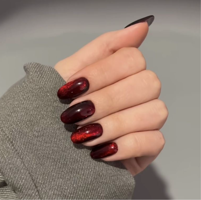 Red Cat Eye Nails