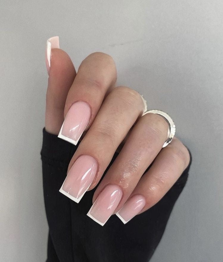 French White Squared Nails